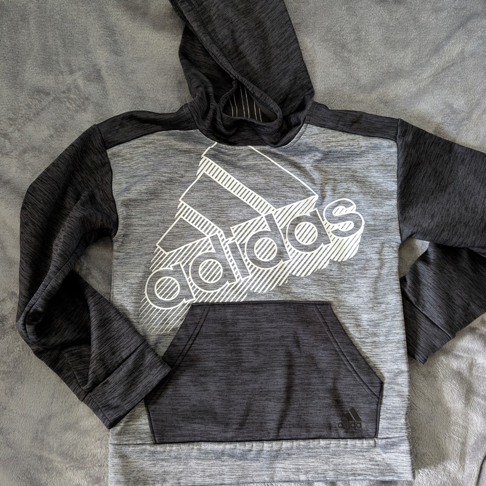 Adidas Black and Gray Logo Hoodie